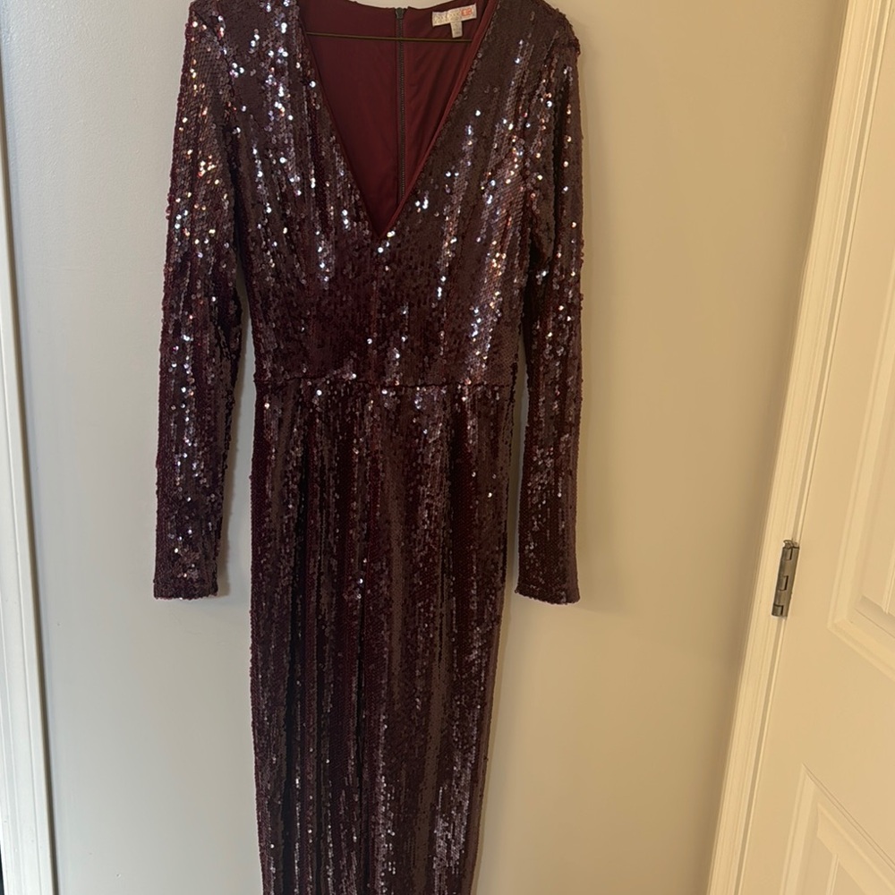 Gianni Bini Red Sequin Jumpsuit with Long Sleeves